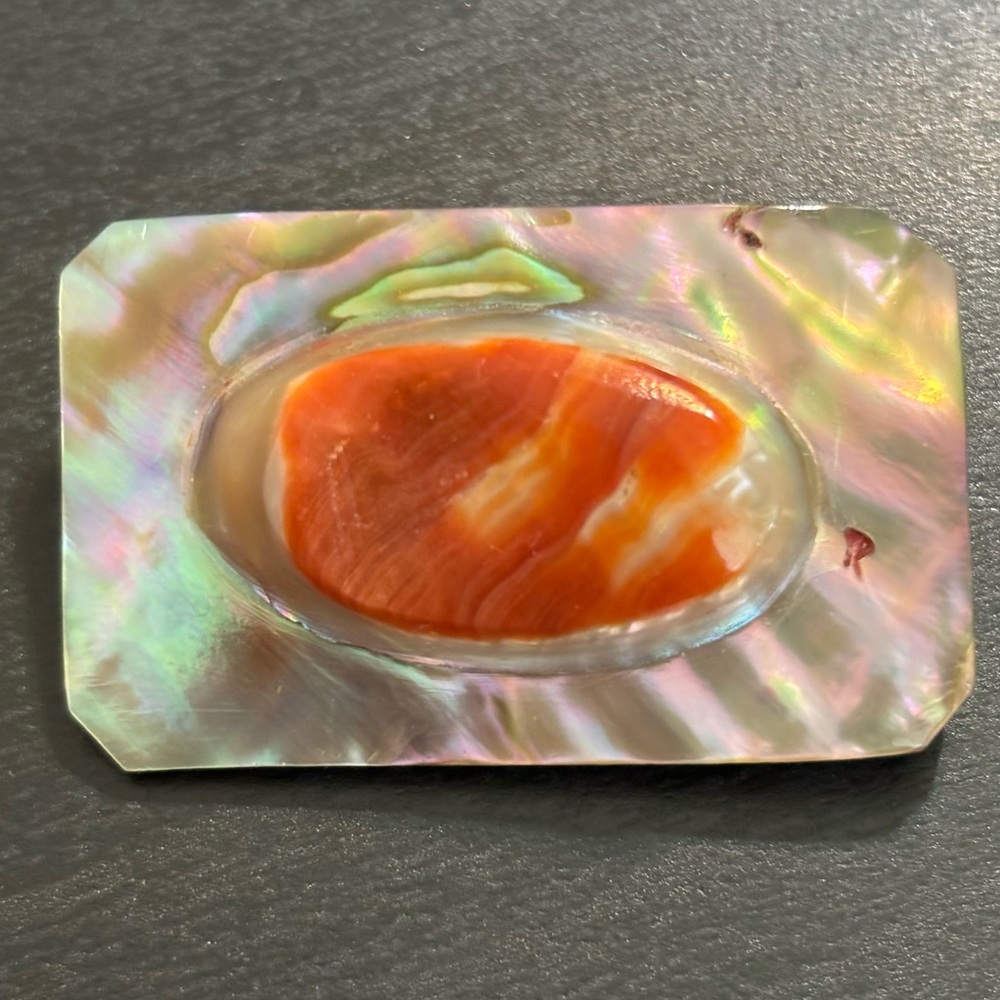 Abalone Rectangular Blister Pearl Brooch-Vintage